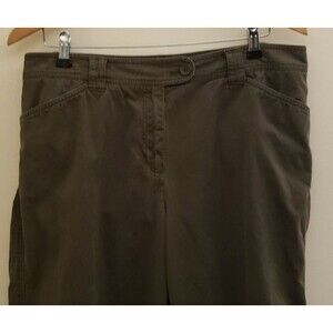 Women's Jones New York Sport Wide Leg Army Green 100% Cotton Khaki Pants Size 14